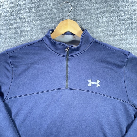 Under Armour Quarter Zip Mens XL Navy Long Sleeve Performance Loose #AB936 - Picture 3 of 7
